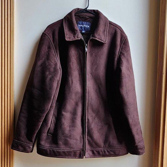 Nautica Brown Faux Micro-Suede Winter Coat Size Large - Picture 7 of 16